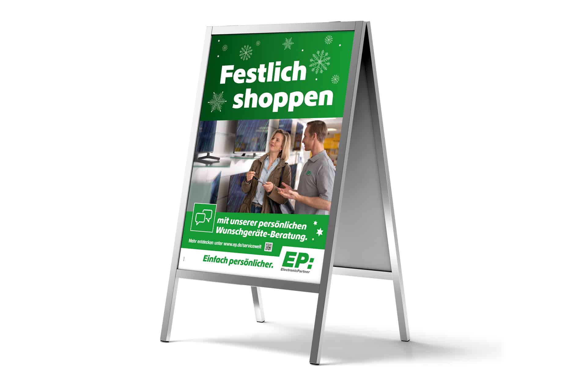 Plakat mit Kundenstopper